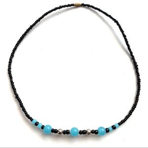 Black and blue beaded necklace